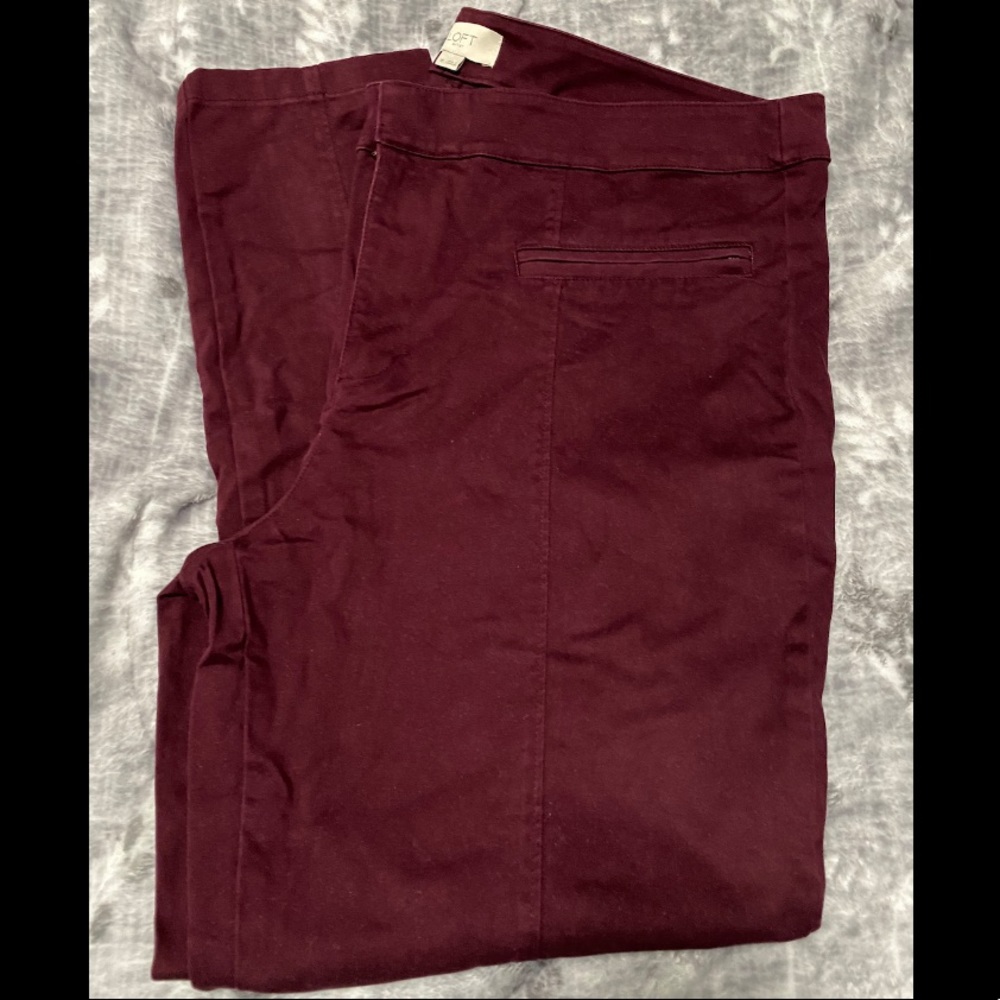 Loft super soft sateen pant, maroon size 16